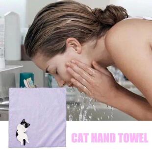 Hand Towel Small Hand Towel For Kids Cat Pattern Pocket