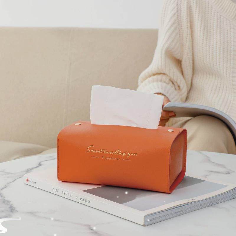 PVC Leather Tissue Holder Household Tissue Storage Box Tissu