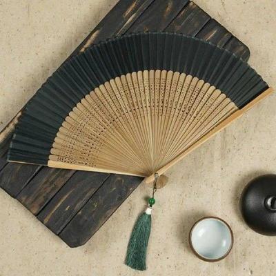 Handmade Fan Chinese Vintage Style Folding Fan with Tassel