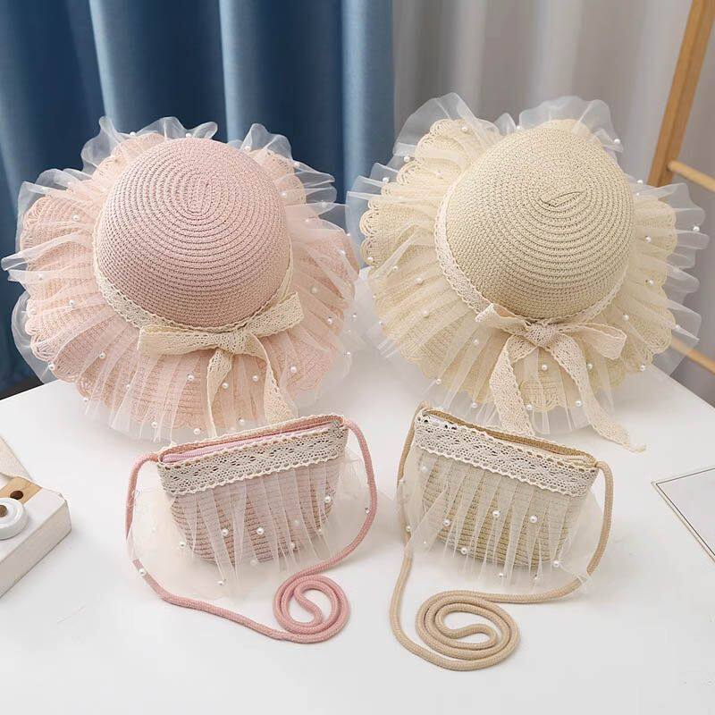 女童夏季透气防晒帽子草帽遮阳帽