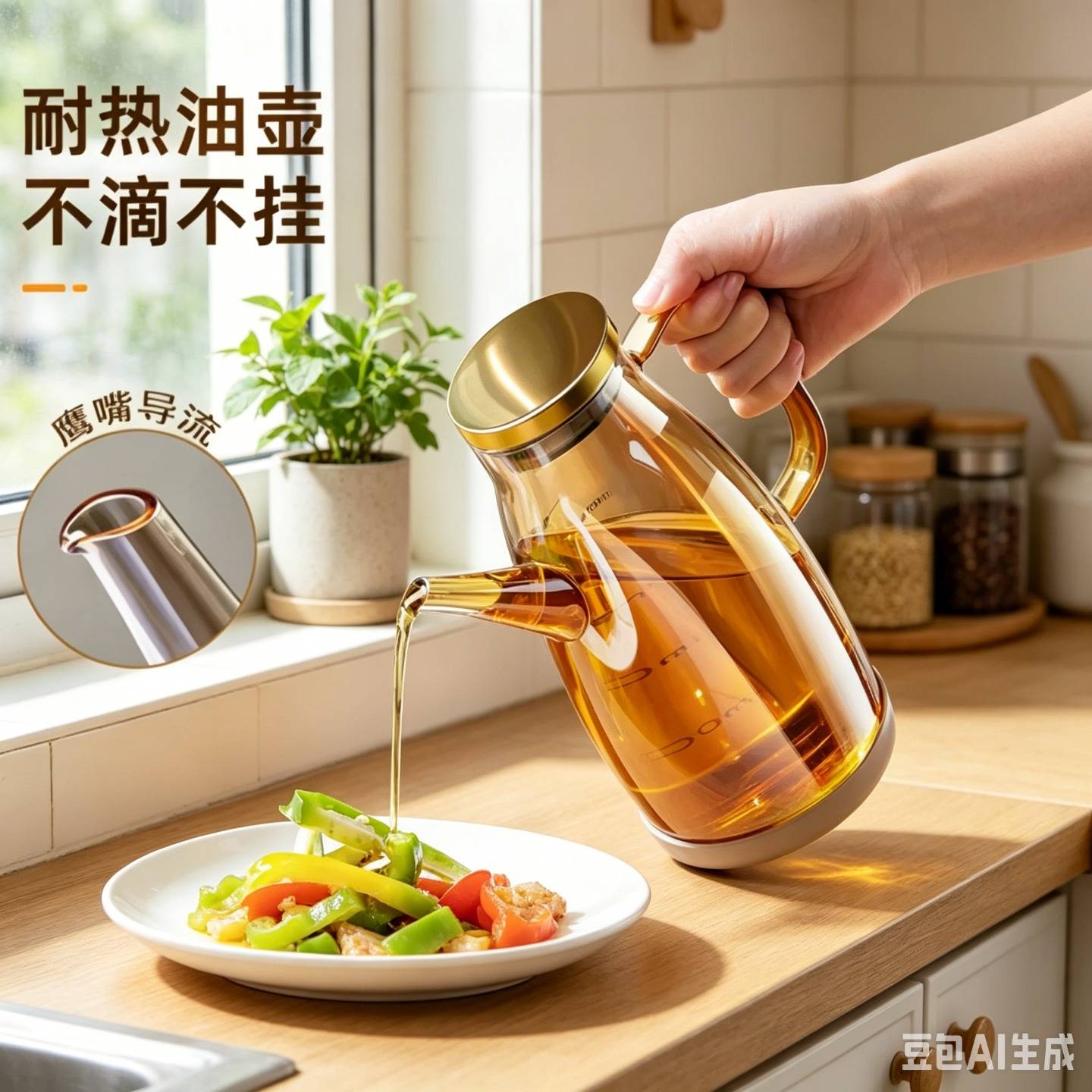 新款油壶厨房家用油罐壶不挂油酱油醋调料瓶油瓶通用带盖玻璃油壸