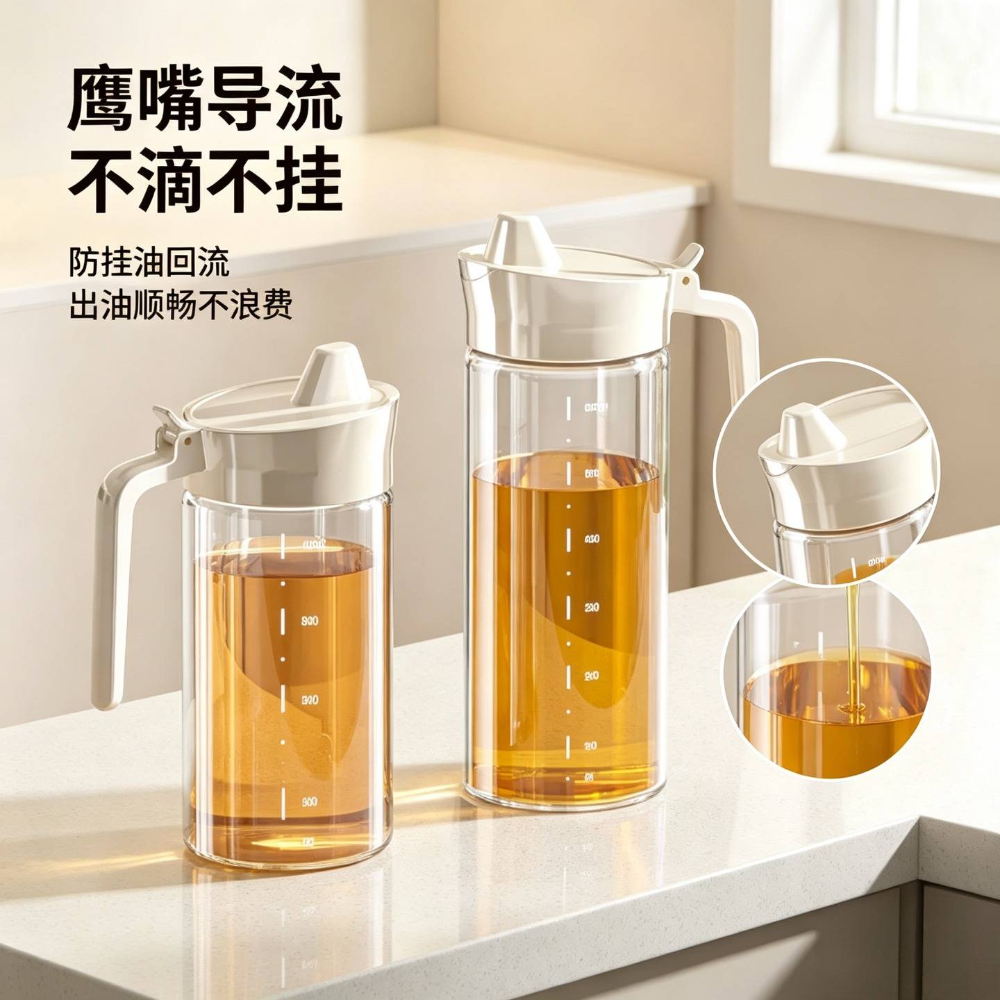 玻璃油壶油瓶厨房不挂油家用大容量防漏酱油醋日式调料瓶加厚