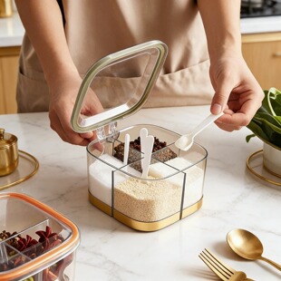 调料盒2026新款一体多格家用调料罐加厚塑料盐罐密封调味盒防结块