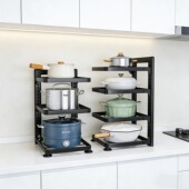 锅架专放锅具收纳厨房不锈钢架子置物架下水槽多层家用柜子内分层