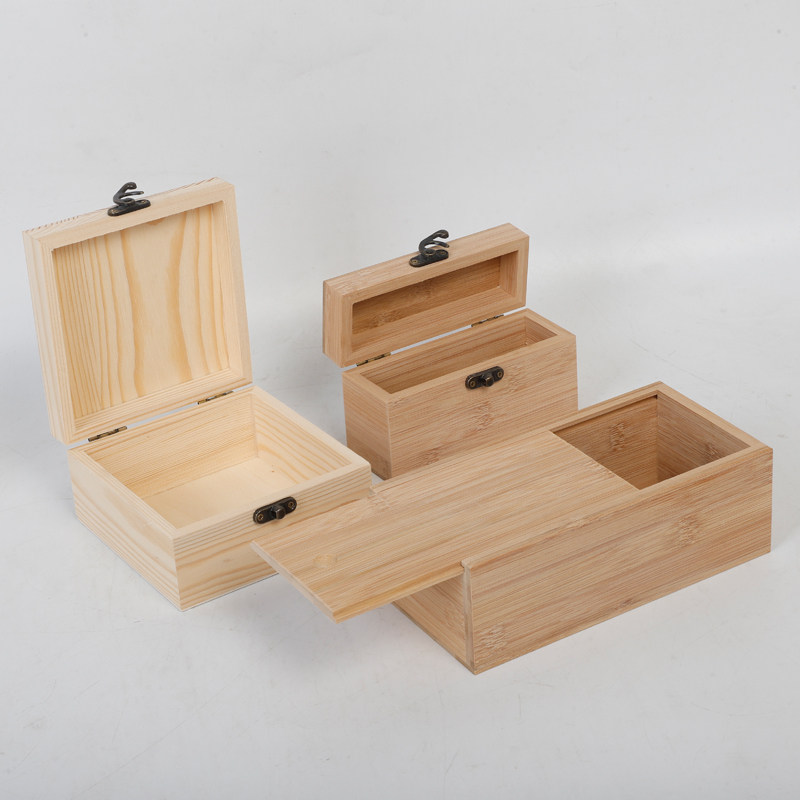 木盒定制长方形翻盖抽拉复古木盒定做收j纳礼物盒带锁松木小木盒