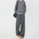 女秋冬宽松休闲卫裤 加长糯米裤 加厚直筒裤 灰色羊毛阔腿裤 加绒裤 子