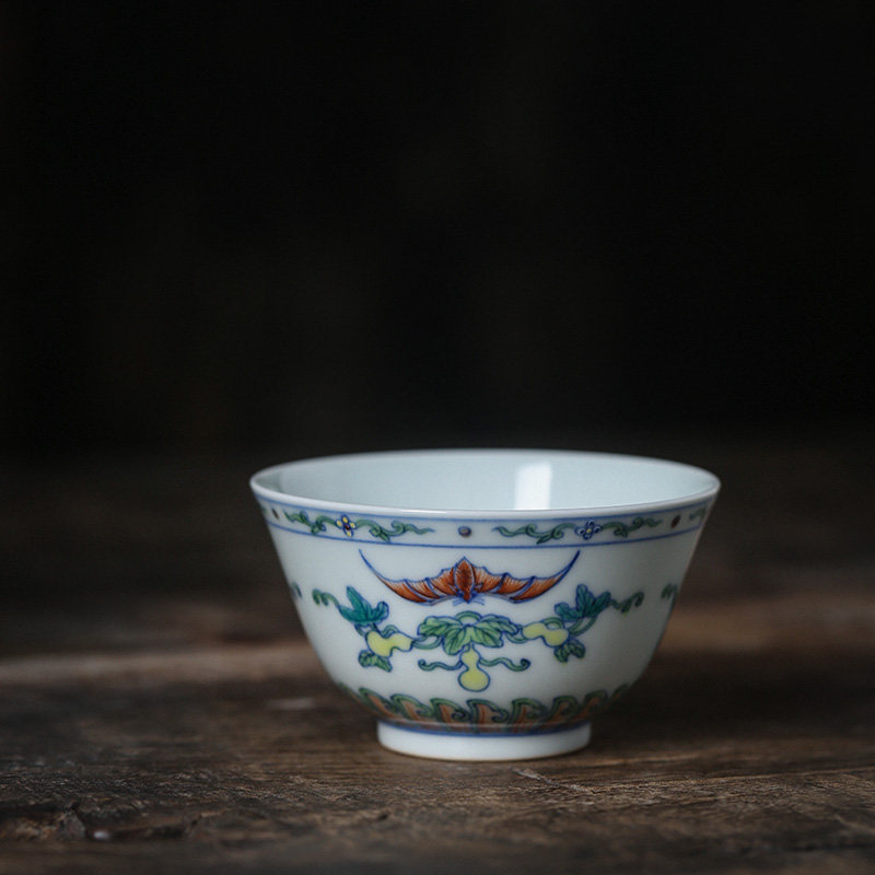 云木在斗彩手绘福禄茶杯景德镇陶茶杯