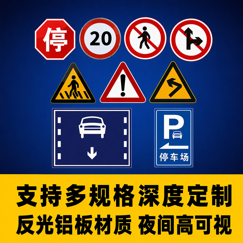 反光铝板标志牌道路交通安全标识牌三角牌圆牌公路警示牌路牌立杆图片