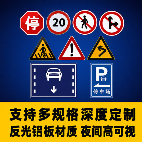 反光铝板标志牌道路交通安全标识牌三角牌圆牌公路警示牌路牌立杆