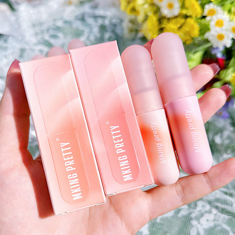 网红小彩弹丝绒雾面唇釉哑光持久不易脱色豆沙红棕色学生口红唇泥