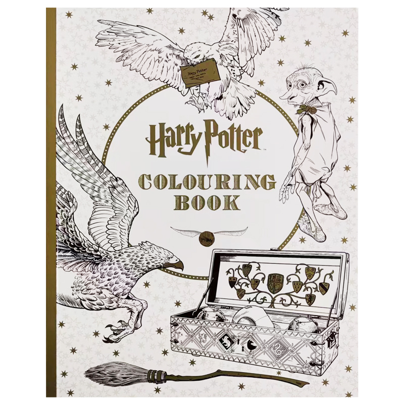 进口英文原版Harry Potter Colouring Book哈利波特图画书涂鸦涂色艺术启蒙儿童图画书魔幻涂色书涂鸦本绘画绘本平装书籍