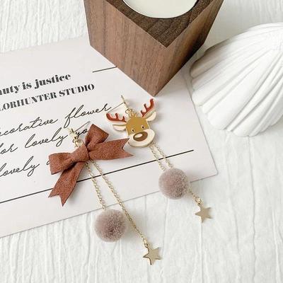 Cute Christmas Elk Dangle Earrings For Women Xmas Deer Butte
