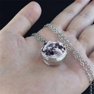Solar System Earth Jupiter Moon Dark Necklace Glow Planet