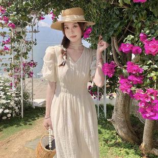 chiffon white neck women Summer ress French