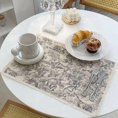 Nordic Style Rectangle Cotton Linen Placemats Non-washable