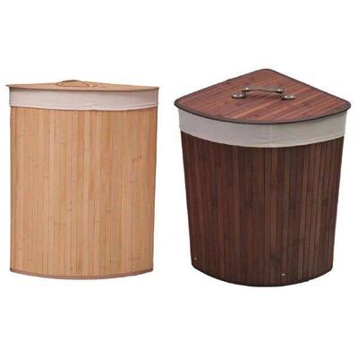Corner Bamboo Laundry Basket Washing Basket for Dorm Closet