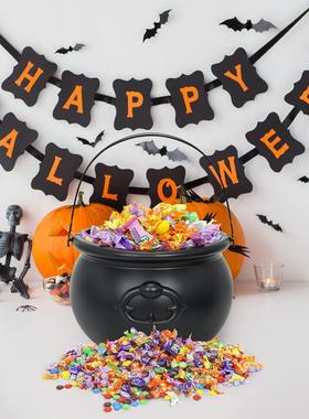 1Pc Candy Jars Kettle Halloween Decor Candy Cauldron Black W
