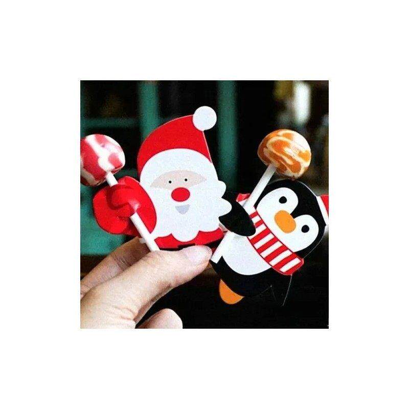 Christmas Lollipop Paper Cards Kids Candy Gifts Package