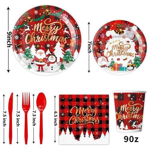 Christmas Party Supplies Kit Disposable Tableware Set Banner