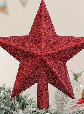 1pc Christmas tree top glitter five pointed star decoration