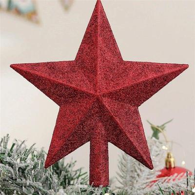 1pc Christmas tree top glitter five pointed star decoration