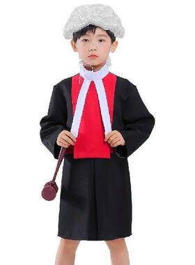 Boy Girls Children Kids Judge Costume Lawyer Wig Collar