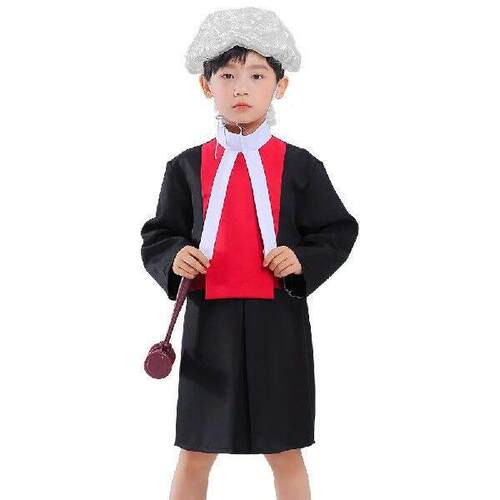 Boy Girls Children Kids Judge Costume Lawyer Wig Collar