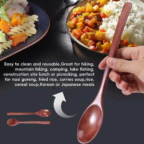 Spoons Wooden Soup Spoon 5 Pieces Eco Friendly Tableware