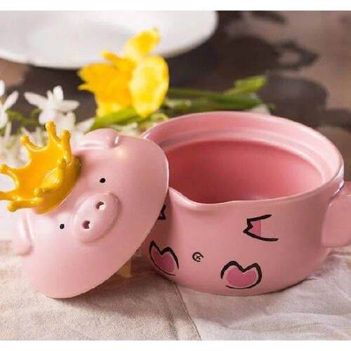 Pig Ceramic Milk Coffee Heating Pot Baby Food Sauce Pan