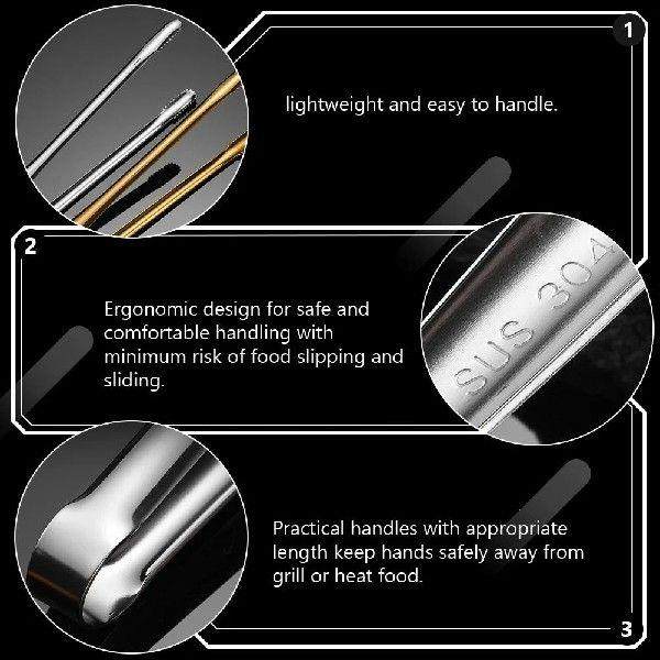 2 Pcs Barbecue Tongs Japanese Style Fettuccine Pasta Food