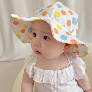 Bucket Hat Cute Girl Wide Hats Summer Bowknot Baby Dot