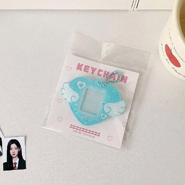 New 1 Inch Photocard Holder Love Wings Mini Keychains Gift