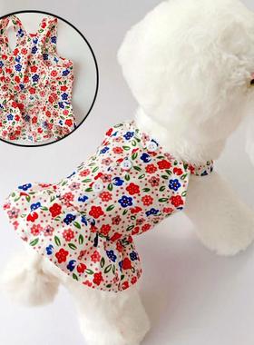 Summer Dog Clothes Cute Floral Sling Dress Thin Skirt Sunscr