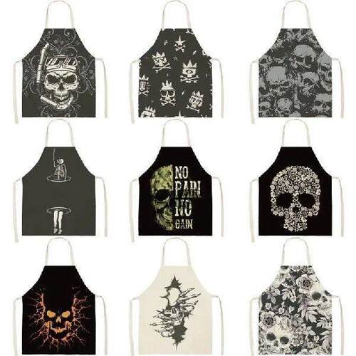 Skull Pattern Kitchen Apron Hairdressing Anti-fouling