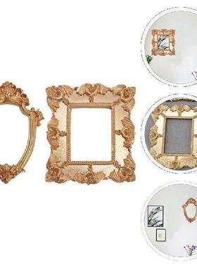 2 Pcs Small Golden Photo Frame Mini Vintage Picture Frames