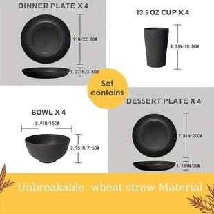 cups tableware set and bowl plates plastic black piece