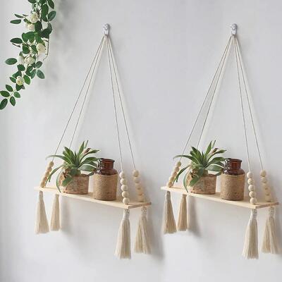 Macrame Wall Hanging Shelf Floating Wall Shelf Boho Home Dec