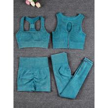 1/2/3/4 Pcs Zipper Ribbed Set Women Sports Set Gym Clothes