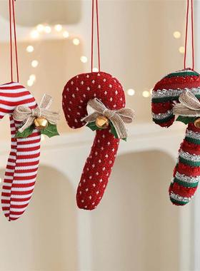 Plush Candy Cane Ornament, Red Christmas Hanging Decor