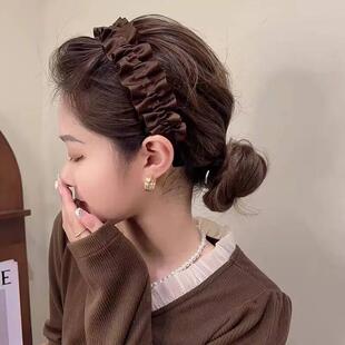 Haimeikang Ruffle Lace Headband Black Wide Hair Bands For Wo