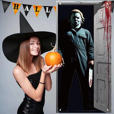 Scary Halloween Door Cover Halloween Door Banner,Door Decor