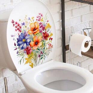 Flower Toilet Seat Stickers Self-Adhesive Toilet Lid Decals