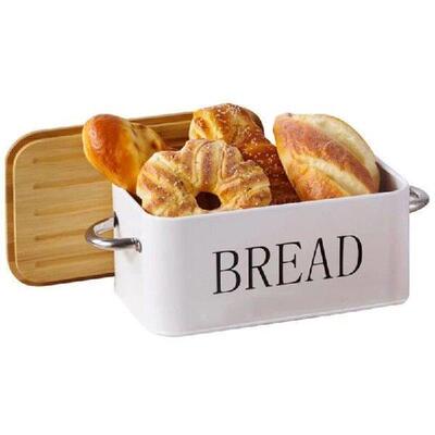 Stylish Bread Storage Bin with Bamboos Serving Board Lid