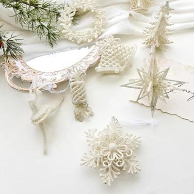 Christmas Glitter Snowflake Bell Pinecone Ornaments 圣诞挂件