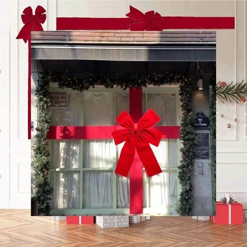 Big Ribbon Bow Christmas Red Redbow Front Door Decorations H