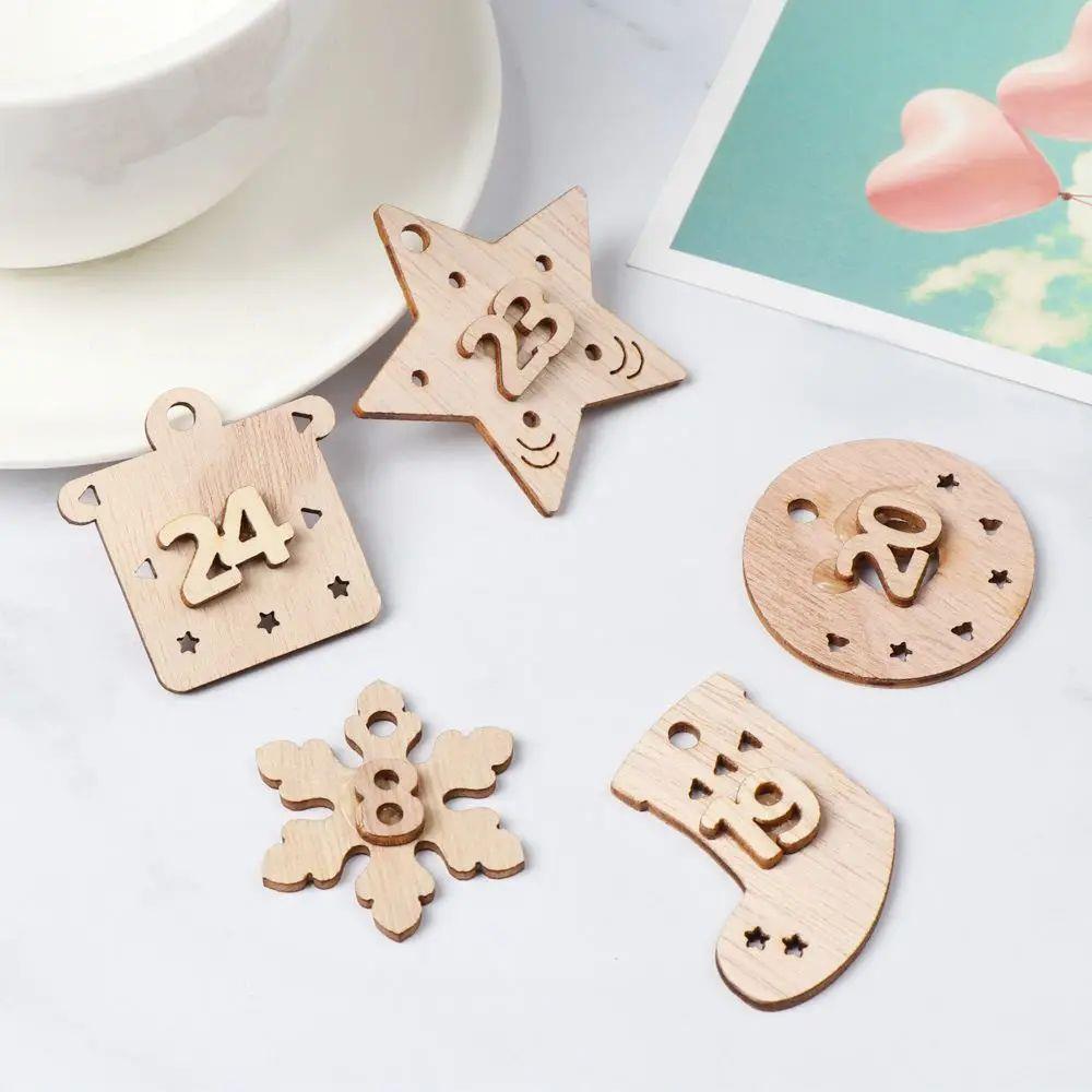 Merry Christmas Clips Xmas Gift Bags Decor Wooden Pendant Nu