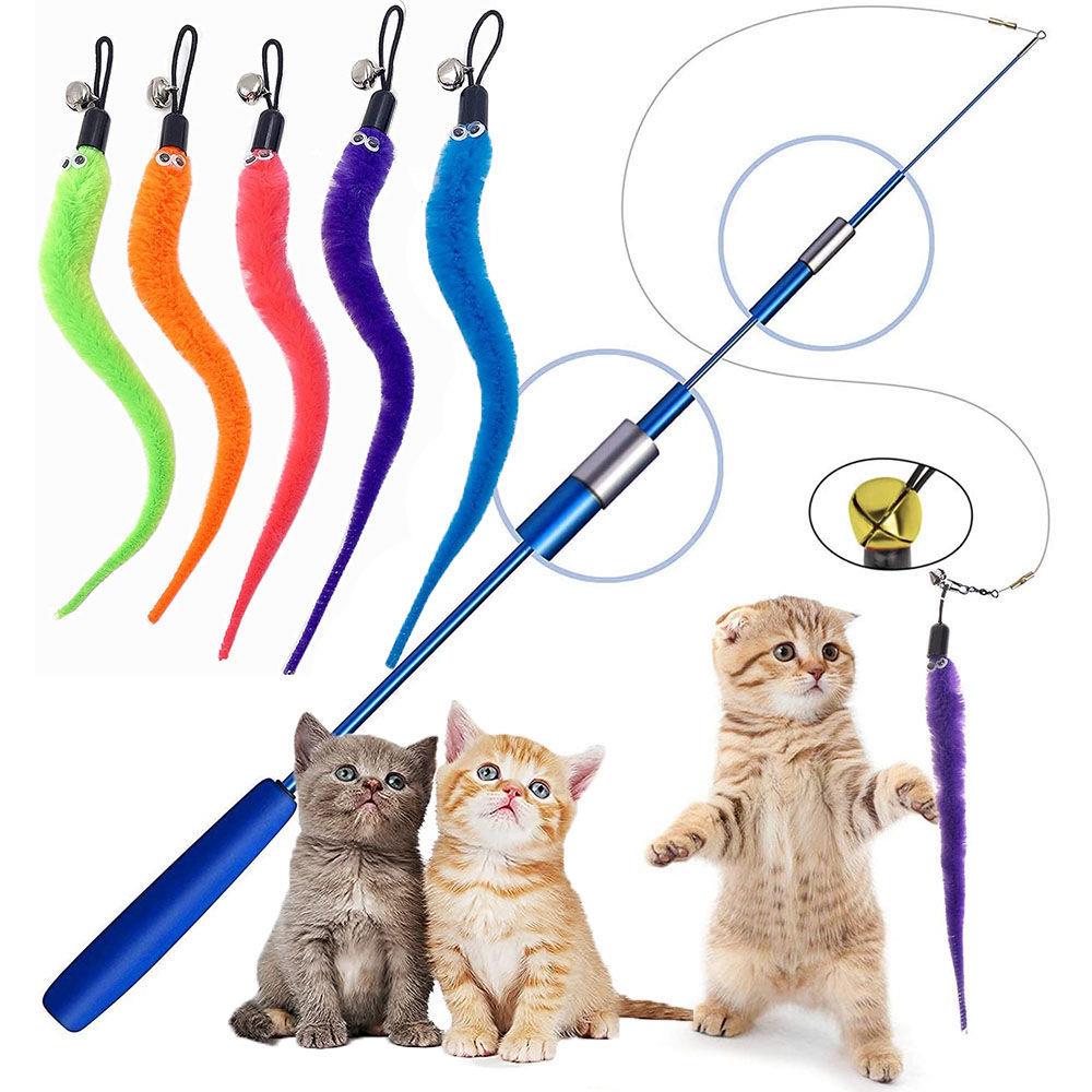 Cat Feather Toy Accessories False Mouse Worm Toy with Bell K