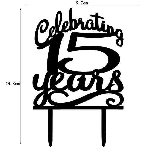 Classy 15th Birthday 15 Years Birthday Cake Topper