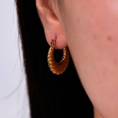 Vintage Gold Plated Stainless Steel Twisted Hoop Earrings fo