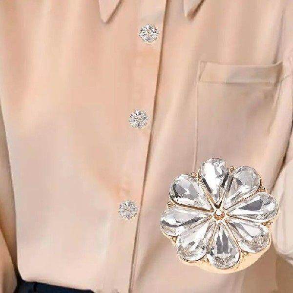Small Rhinestone Buttons Blouses Button Covers Clip-On For